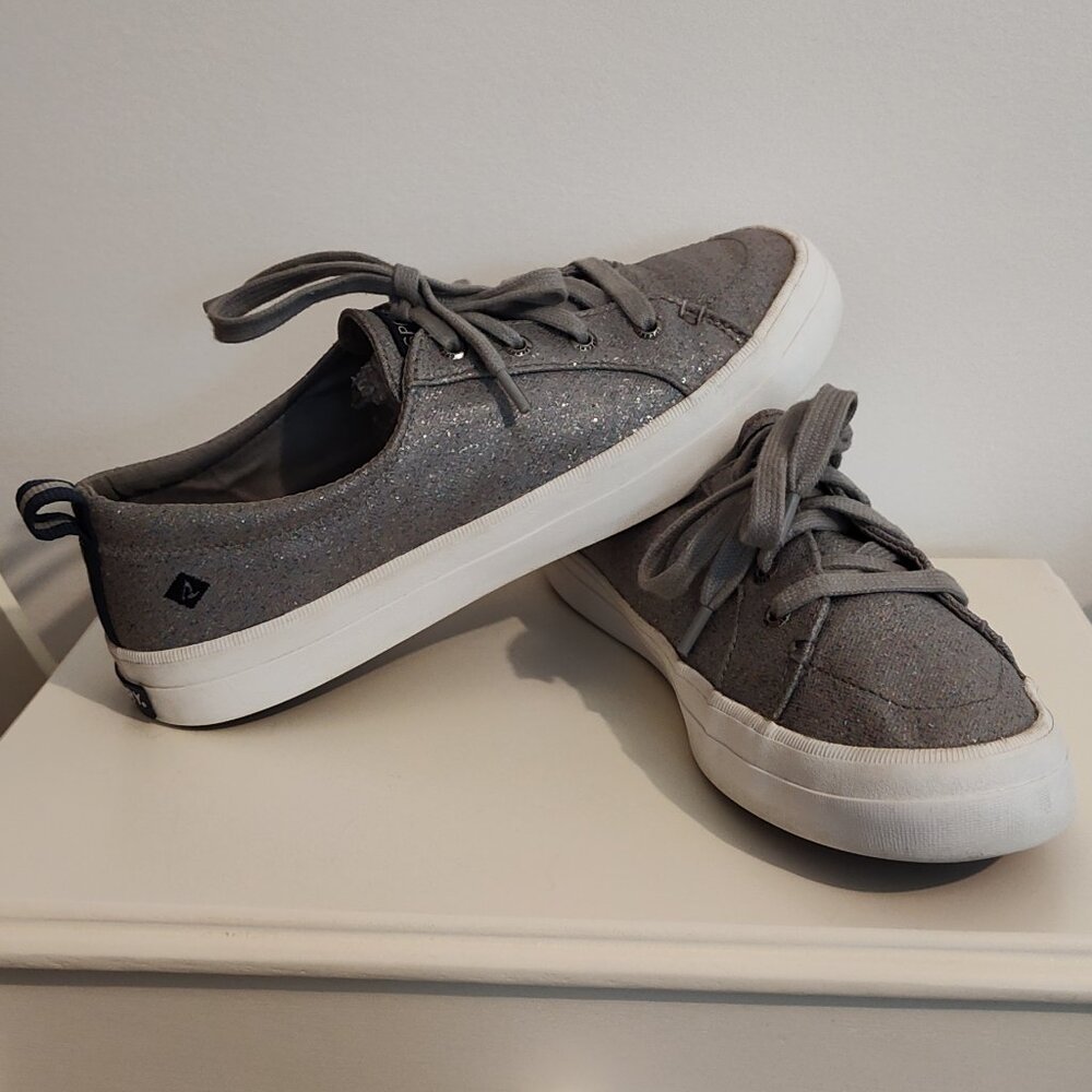 Sperry Top-Sider Crest Vibe Confetti glitter sneakers, VG used cond., sz. 8.5M